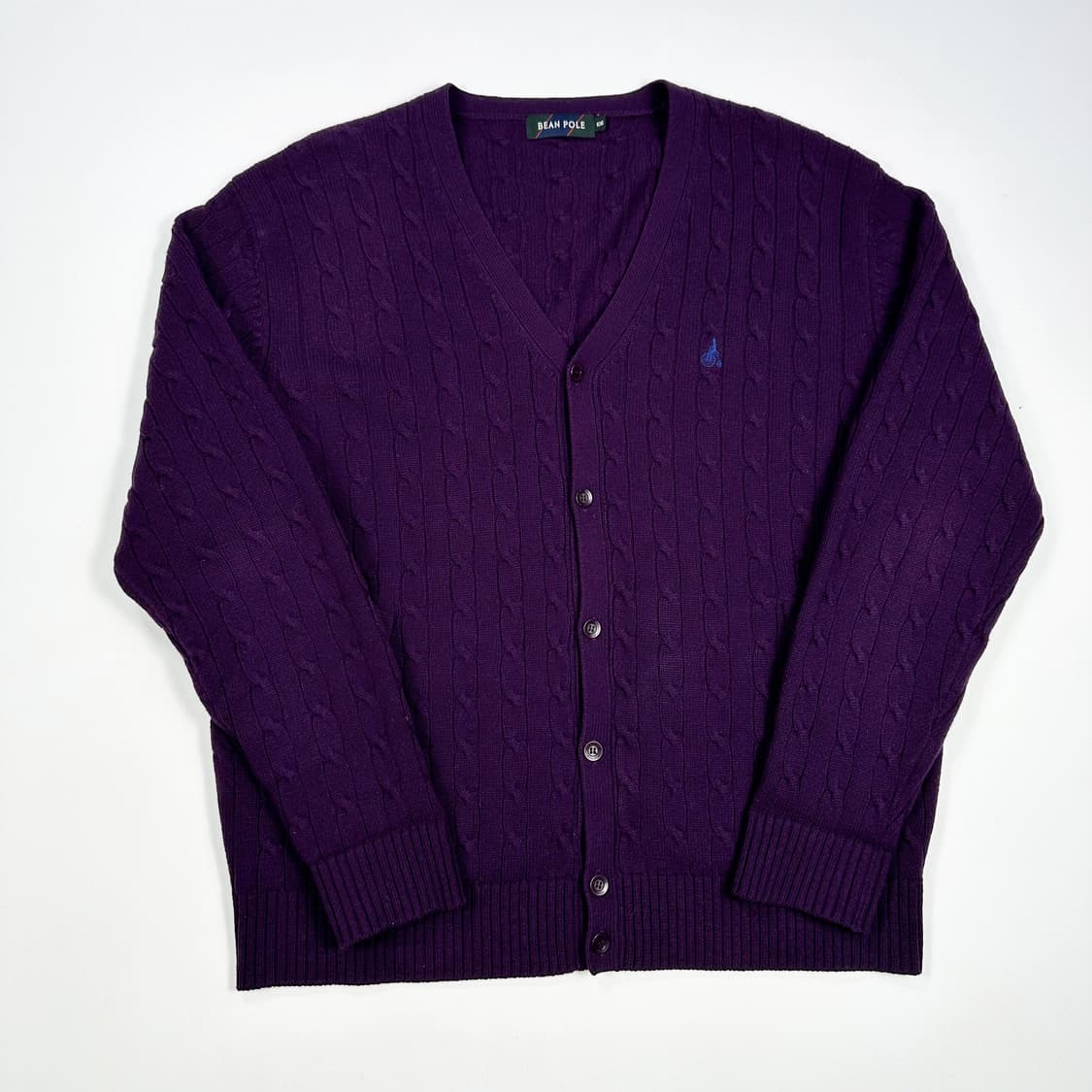 빈폴 퍼플 꽈배기 니트 가디건 (XL) 상품이미지2