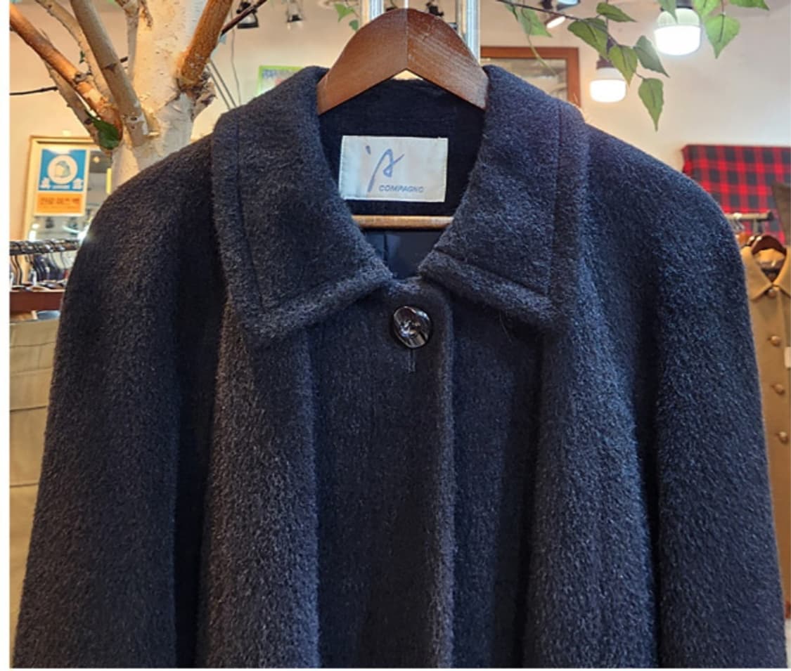 일본판 A compagno 도톰한 알파카 오버핏 블랙 롱 코트 상품이미지3