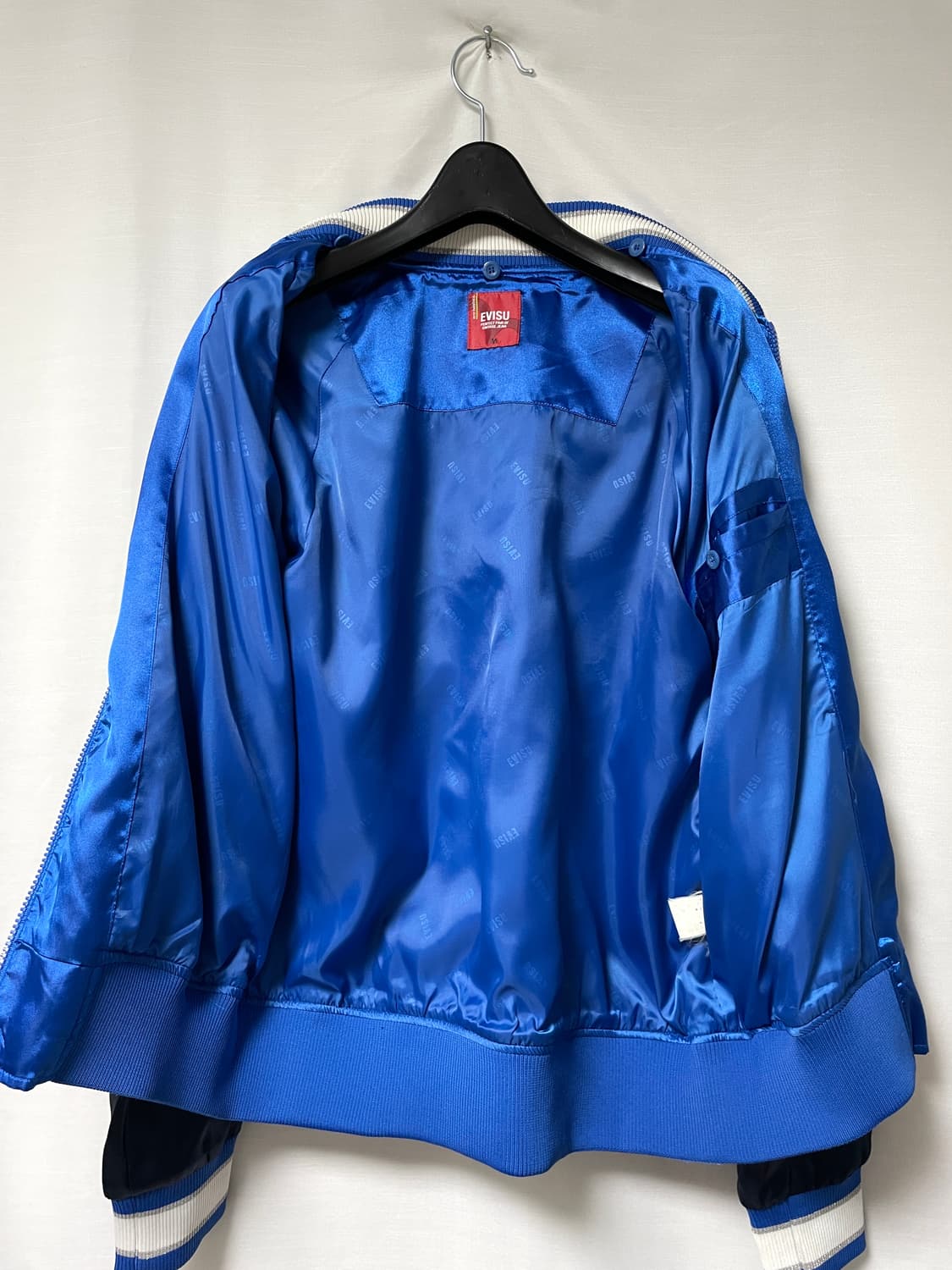 EVISU 에비수 빅로고 새틴 바시티 자켓 블루종 스카쟌 M 상품이미지7