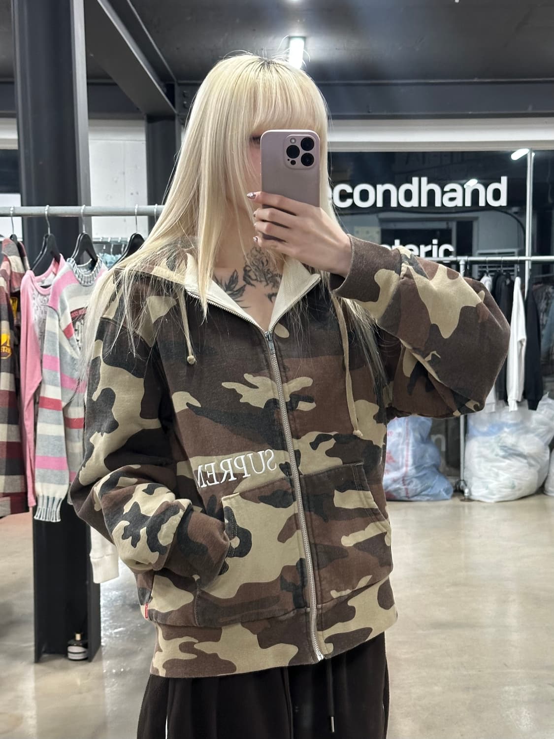 슈프림 써멀 카모 후드 집업 상품이미지2