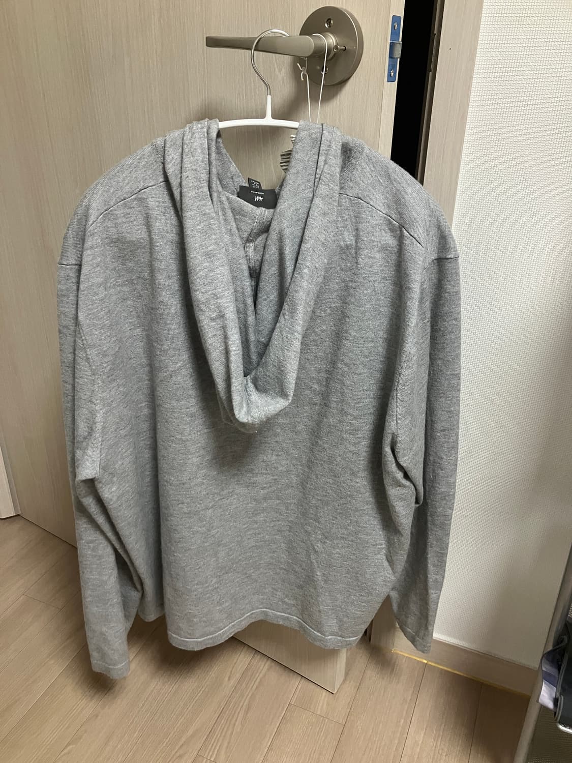 (XL) 레이어드 니트 후드집업 그레이 상품이미지3