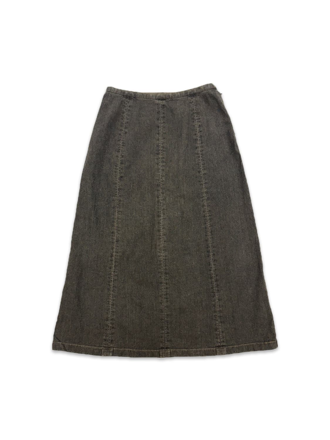 빈티지 PINORE 블랙브라운 라인 데님 롱 스커트 상품이미지1