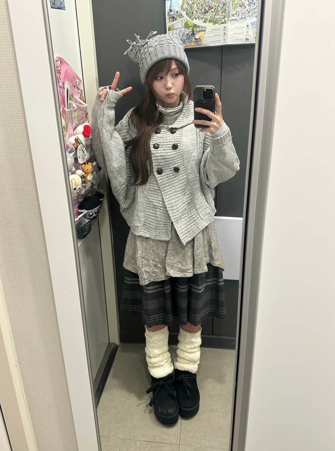 그레이 니혼진 더블 니트가디건 모리 코디세트 상품이미지2