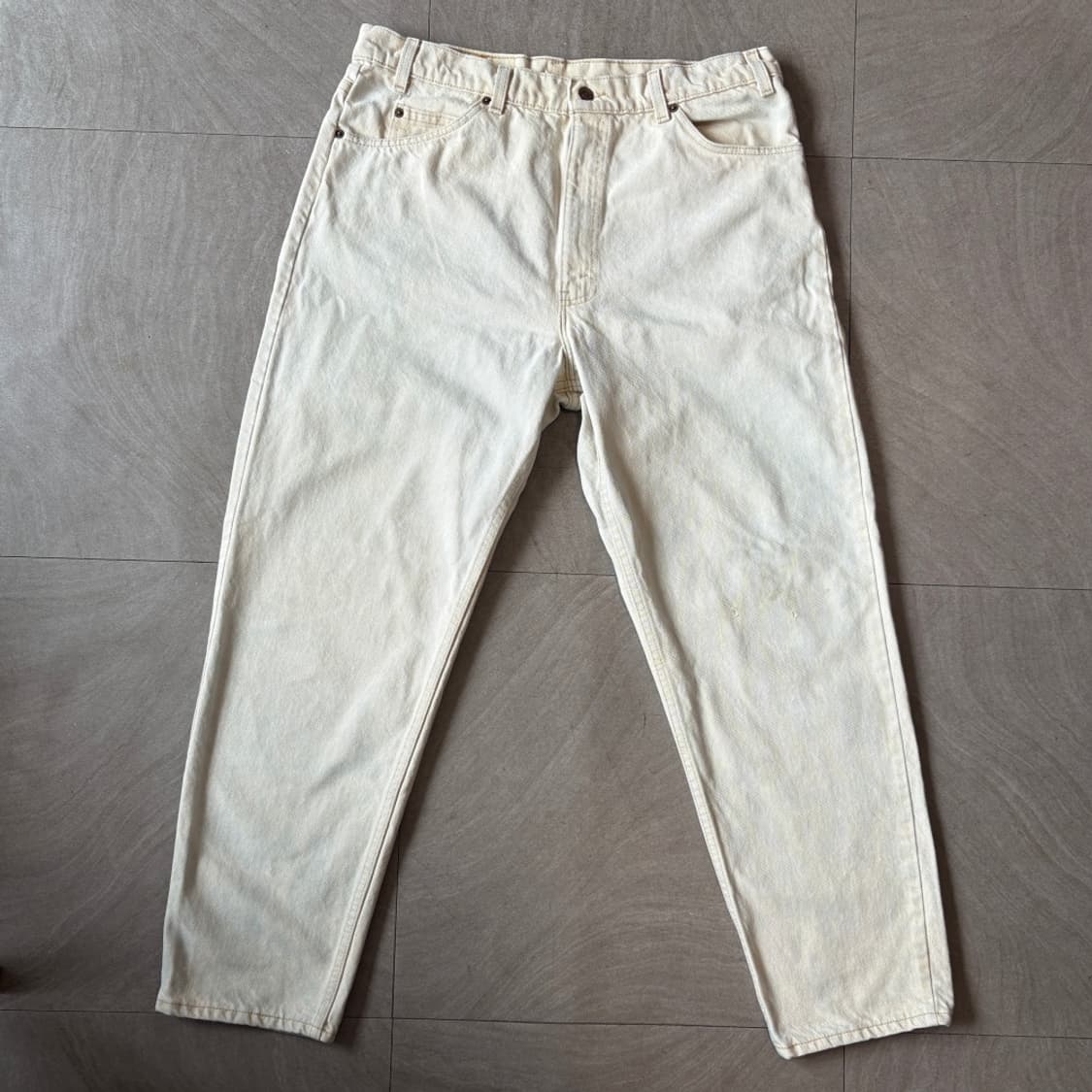 96년 미국 생산 리바이스 550 데님 오렌지탭 아이보리 팬츠 상품이미지1