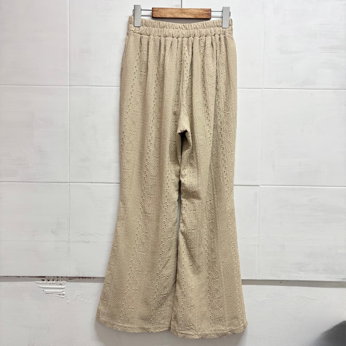 베이지 펀칭 레이어드 밴딩 부츠컷 팬츠 L JPN 상품이미지4