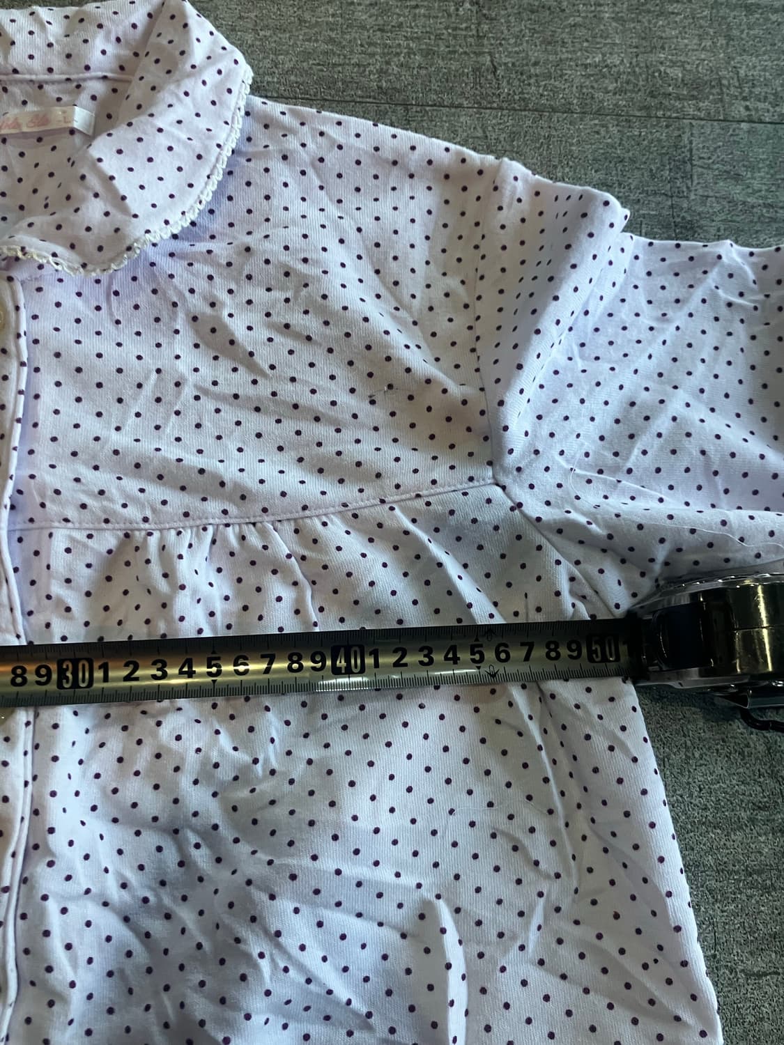 일본빈티지 Nable 하구미모리걸 할메카지 도트땡땡이 라운드셔츠 상품이미지2