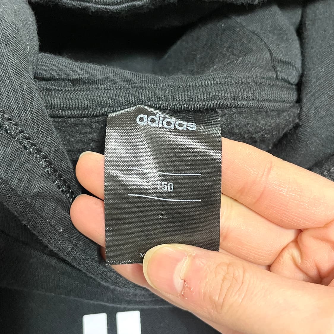  아디다스 삼선 빅로고 블랙 기모 후드티 여성S/140 상품이미지3