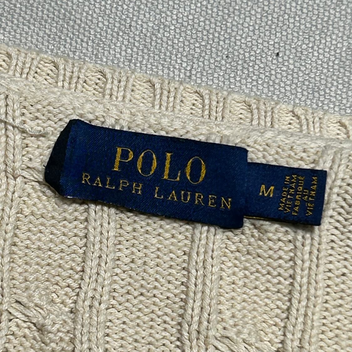 M 폴로랄프로렌 여성용 브이넥 오트밀 케이블 니트  상품이미지4