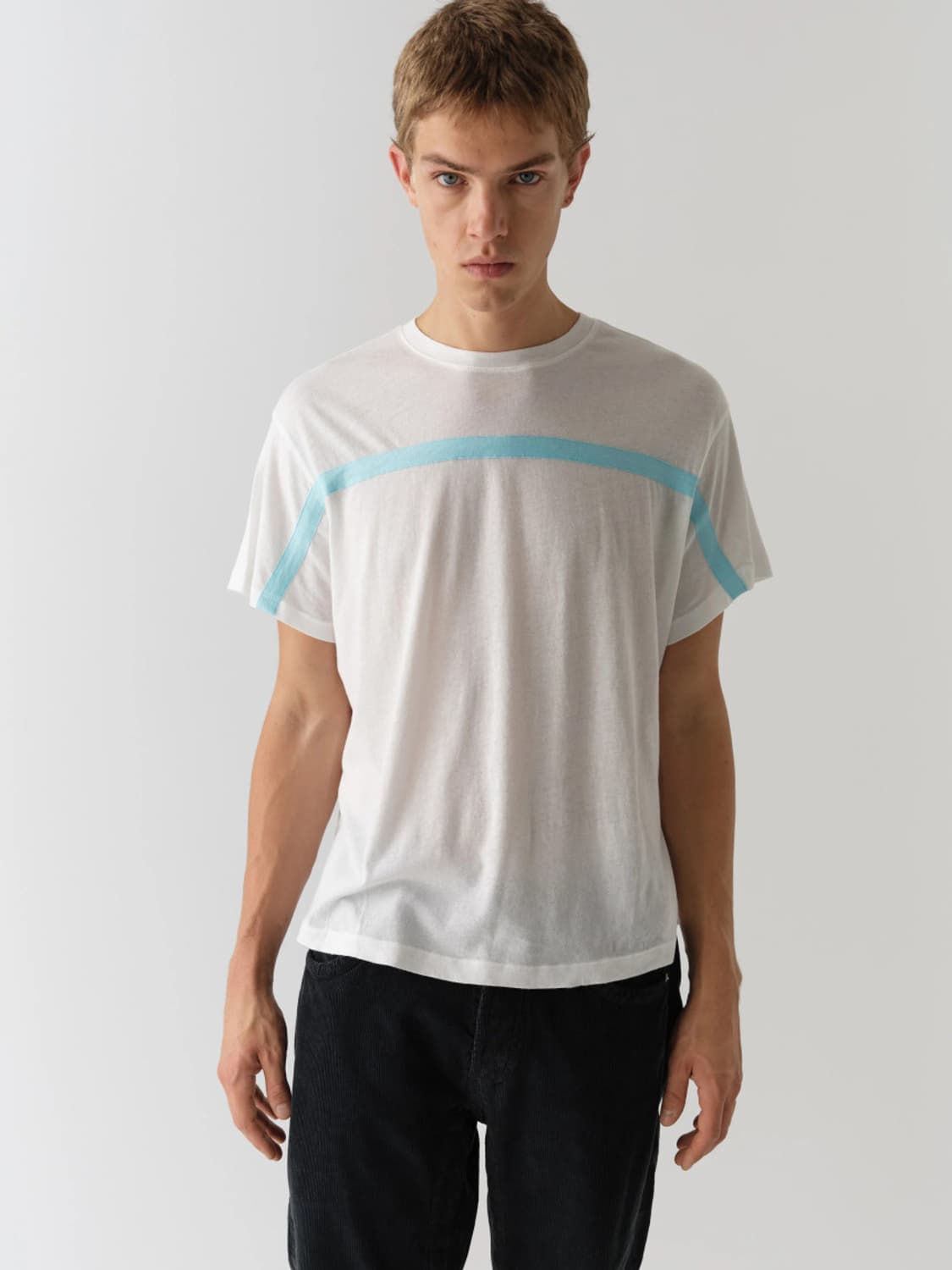 [L,XL]기마구아스 Thomas 라인 티셔츠/화이트 상품이미지1