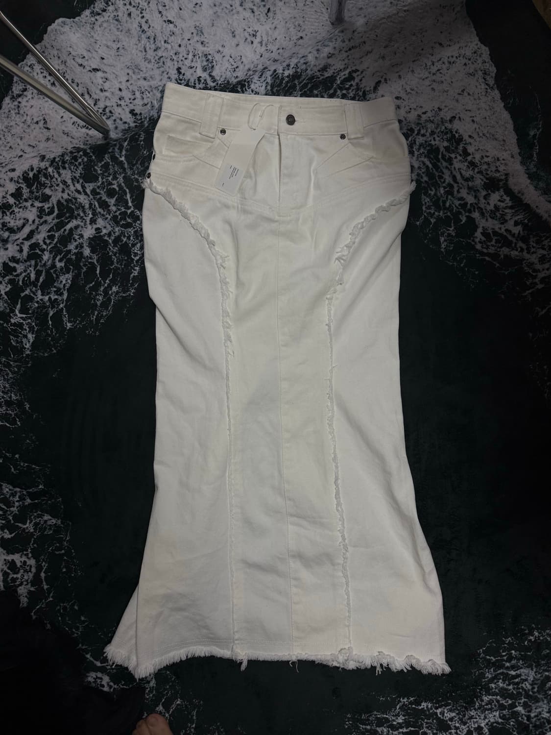 [2] 본네 워시드 데님 스커트 화이트 상품이미지1