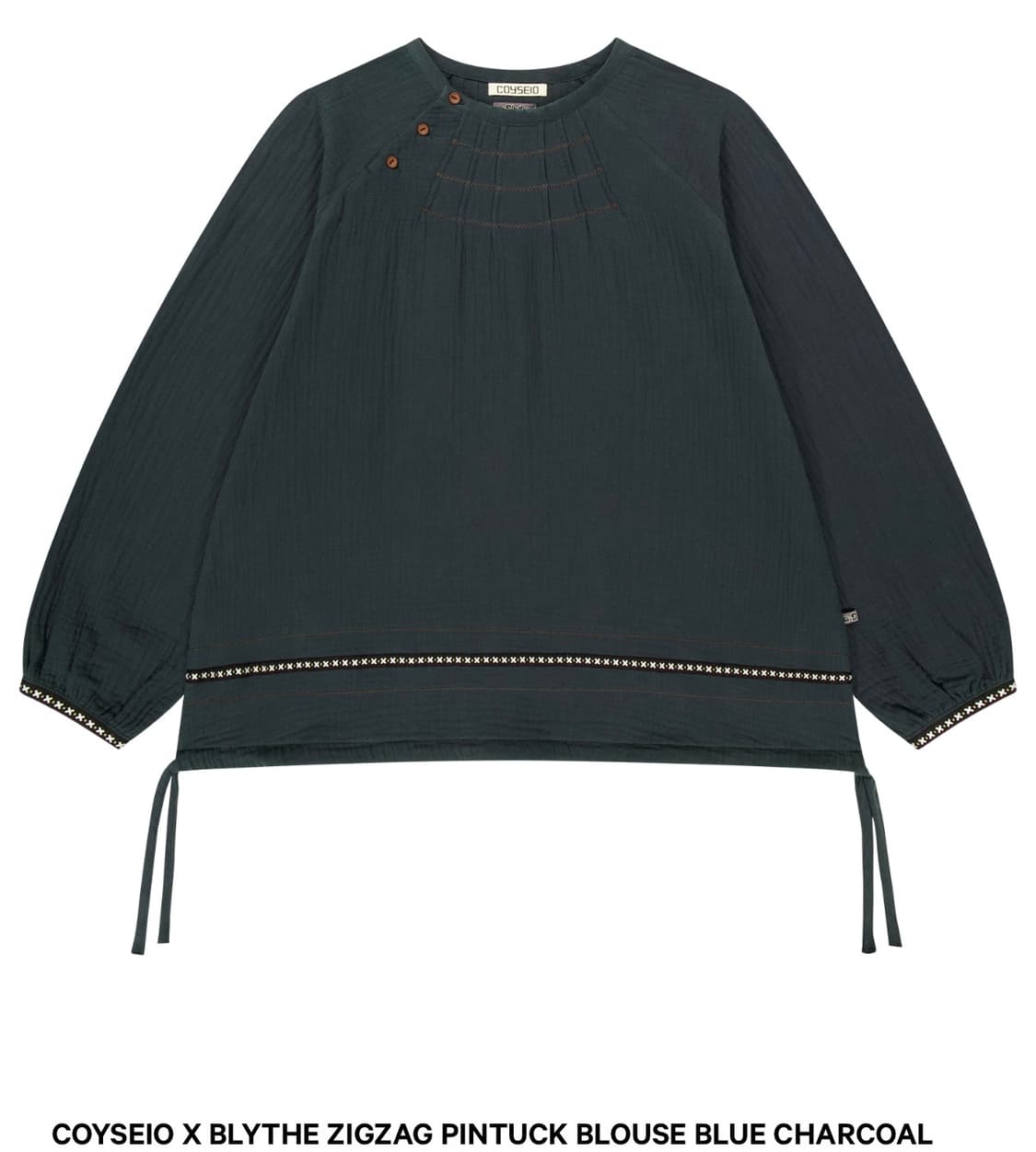 코이세이오 브라이스 핀턱 블라우스 차콜 상품이미지1