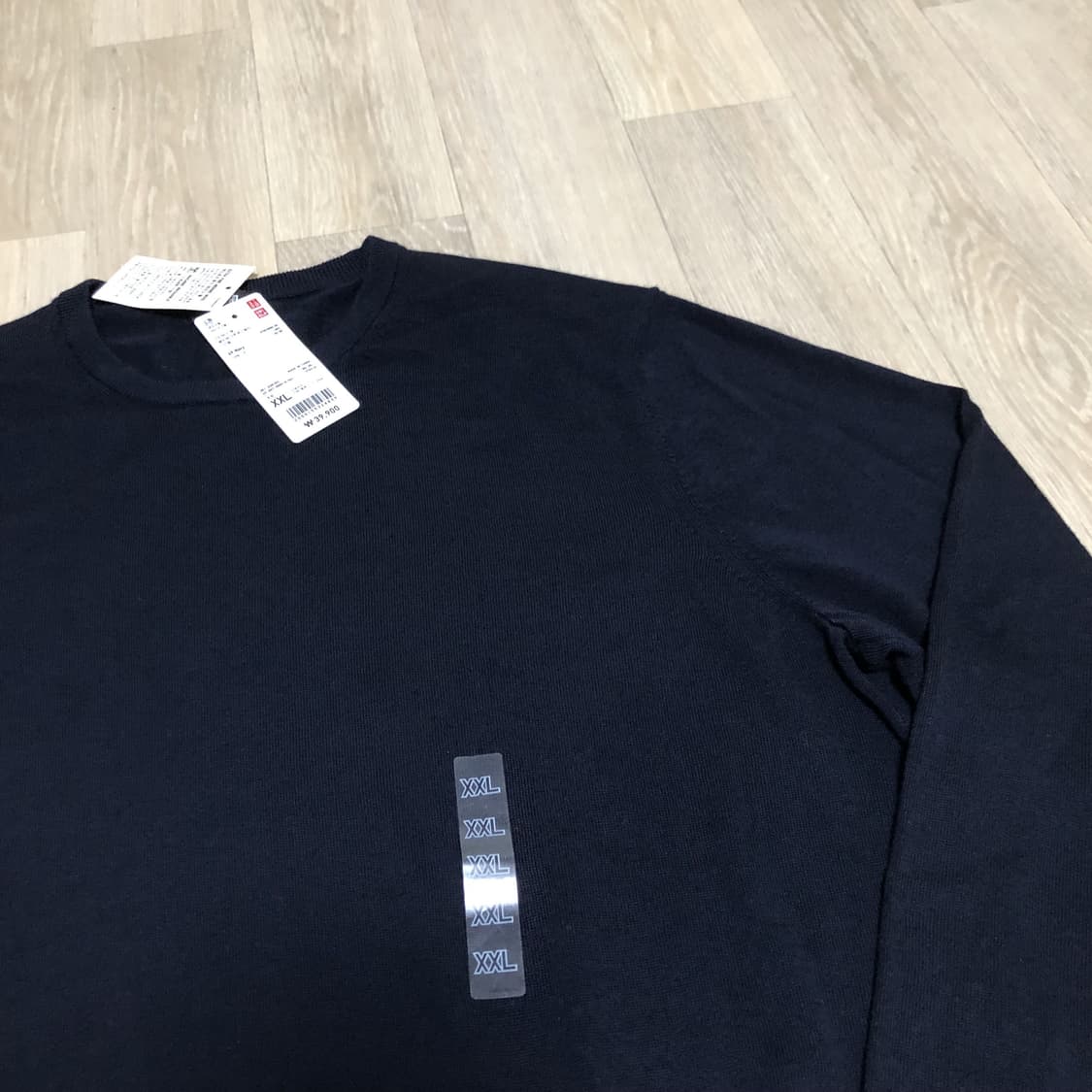 (XXL) 새상품 유니클로 엑스트라 파인 메리노울 크루넥 니트 네이비 상품이미지5