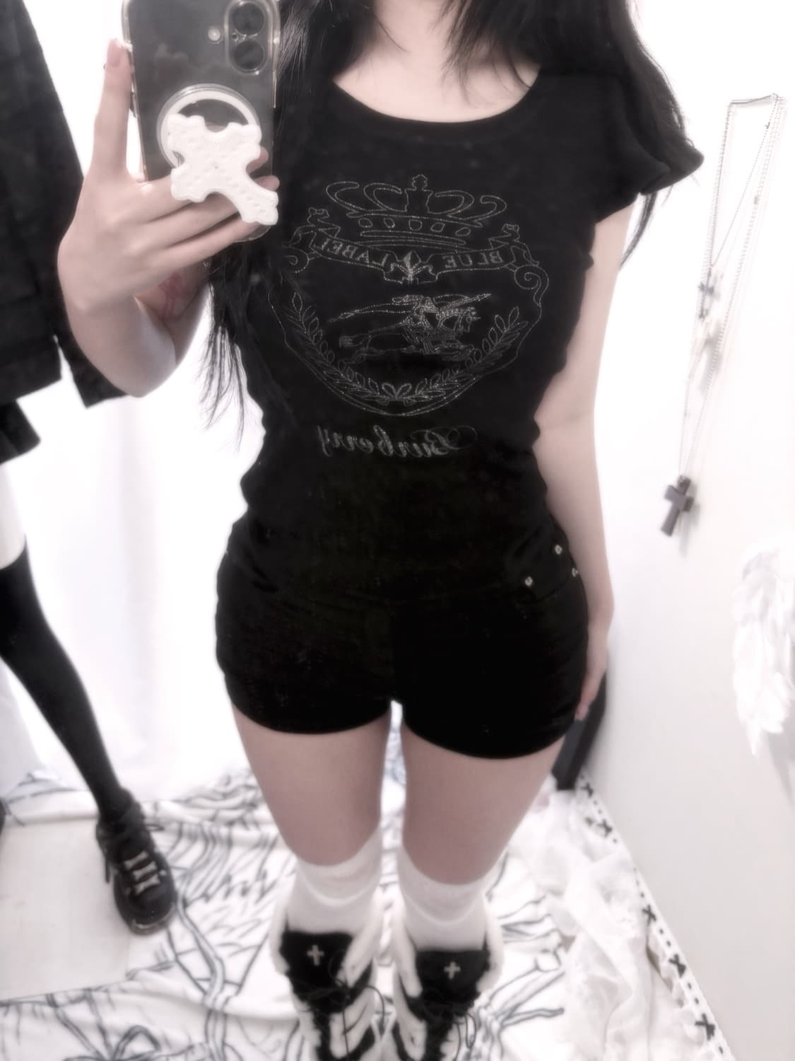 버버리 프릴 날개소매 실버 반팔티 상품이미지2