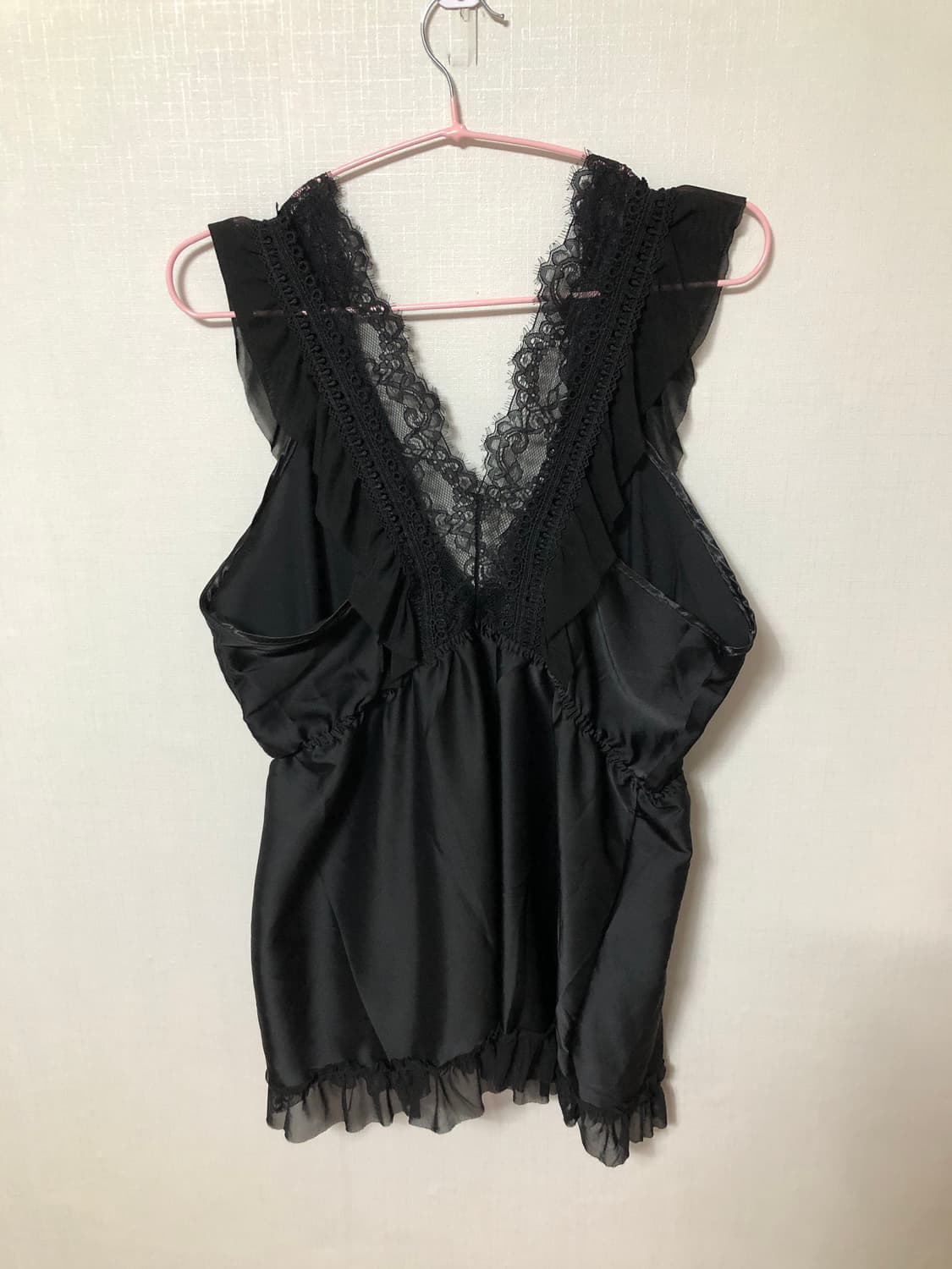 Black Satin Lace Ribbon Sleeveless 상품이미지4