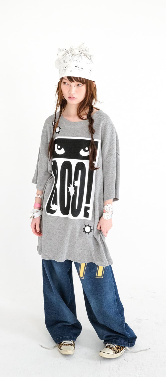 cat's eyes flower waffle top 상품이미지1