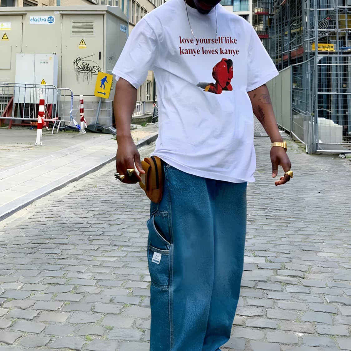 [새상품 L사이즈] 트렌디 커스텀 Kanye 문구 프린트 반팔 상품이미지6