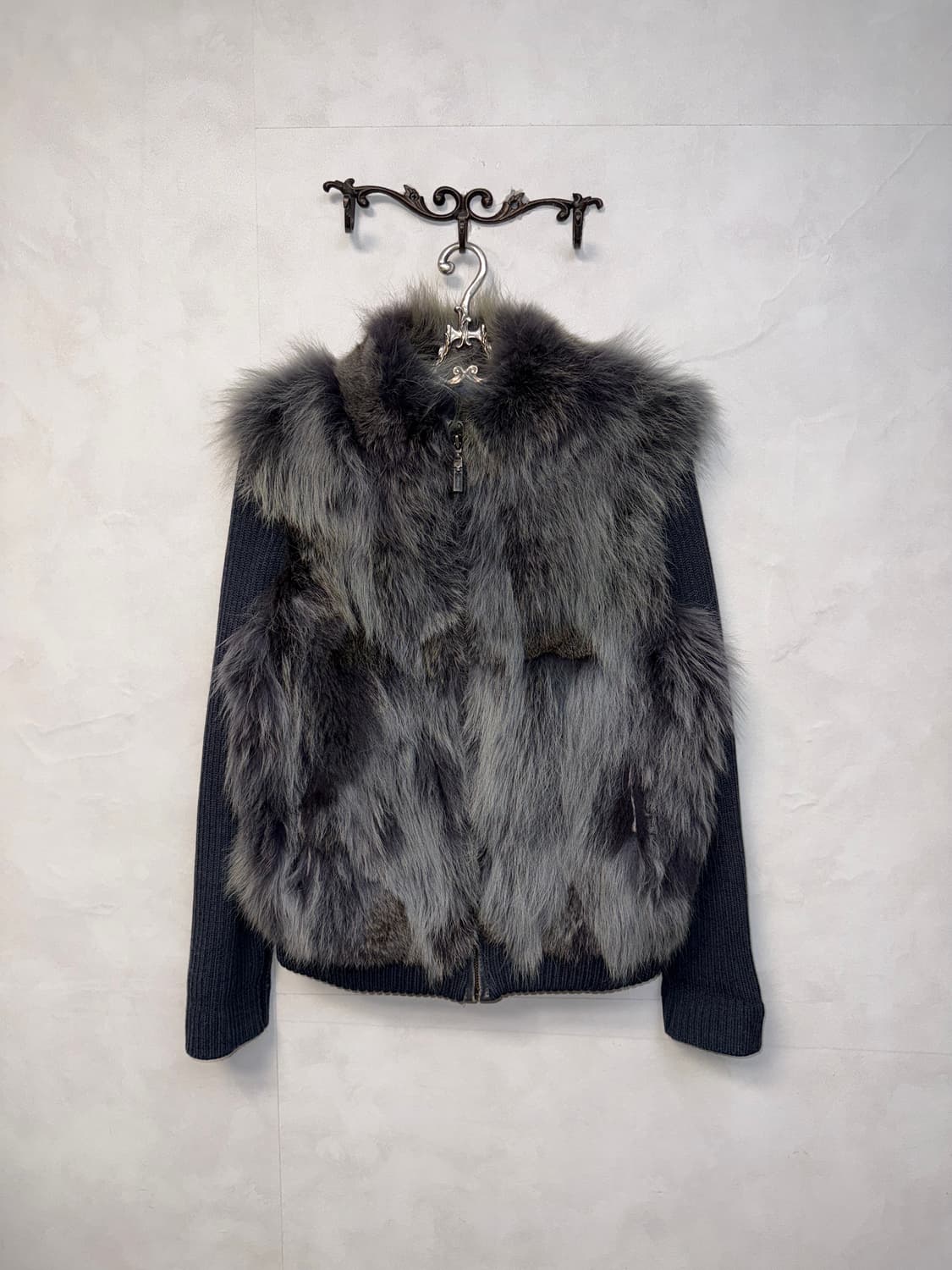 Ash gray fox fur knit zipup 상품이미지1