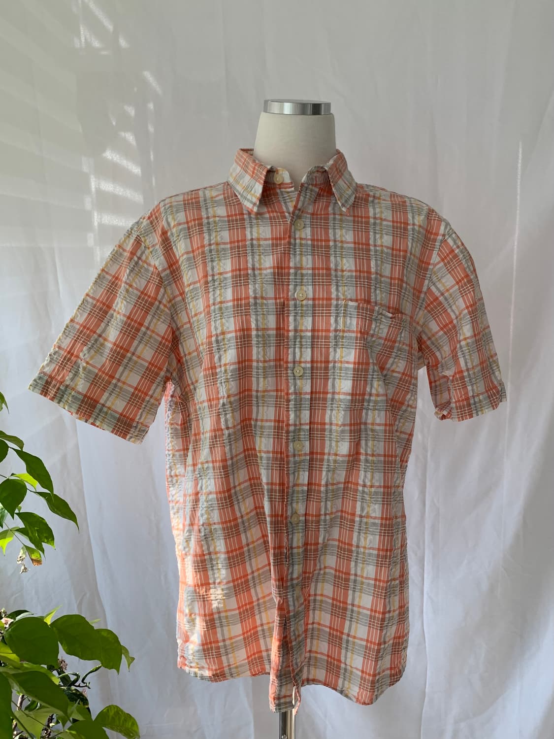 오렌지 체크 셔츠 상품이미지1