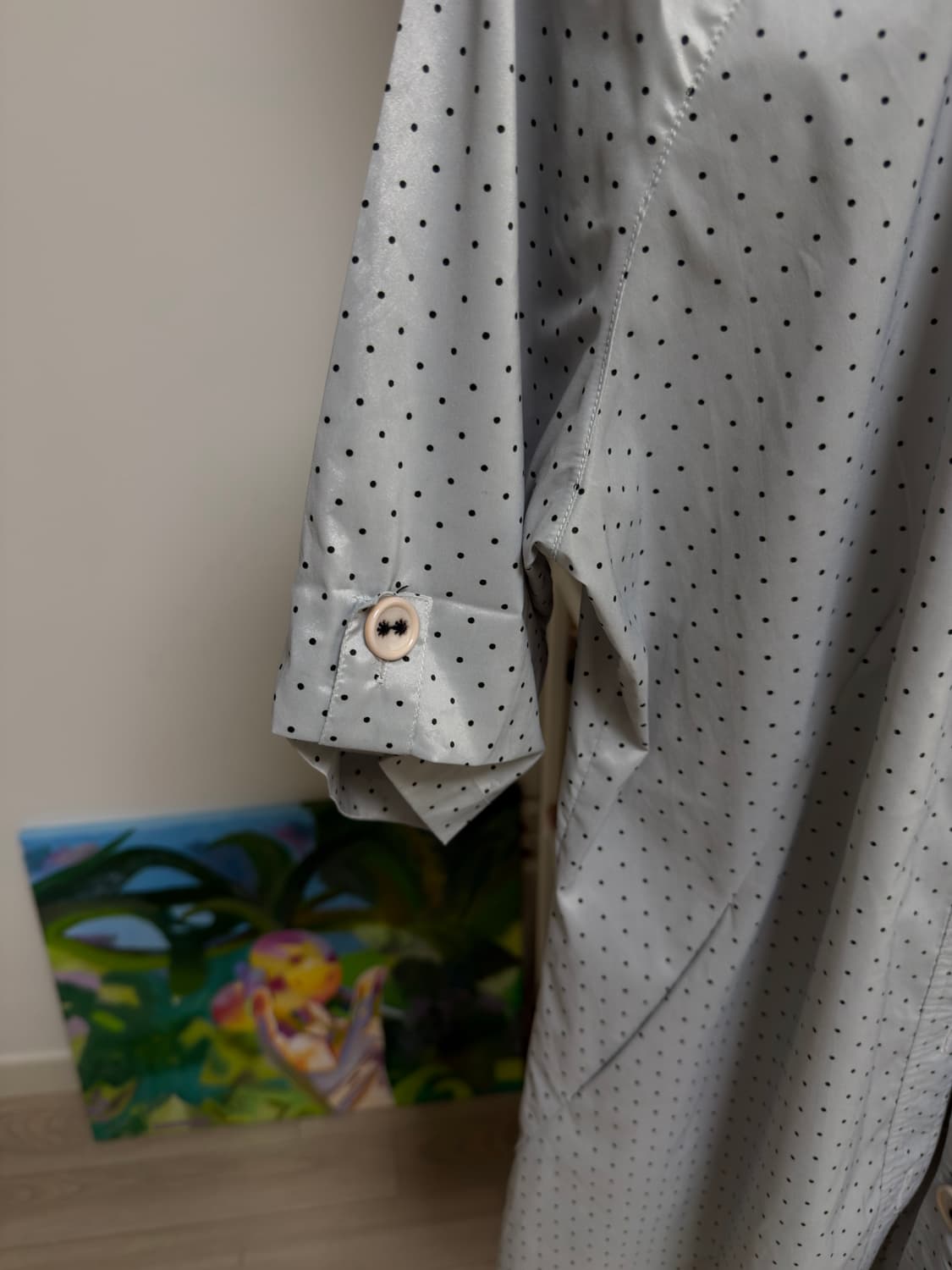 5부 도트 셔츠원피스 상품이미지3