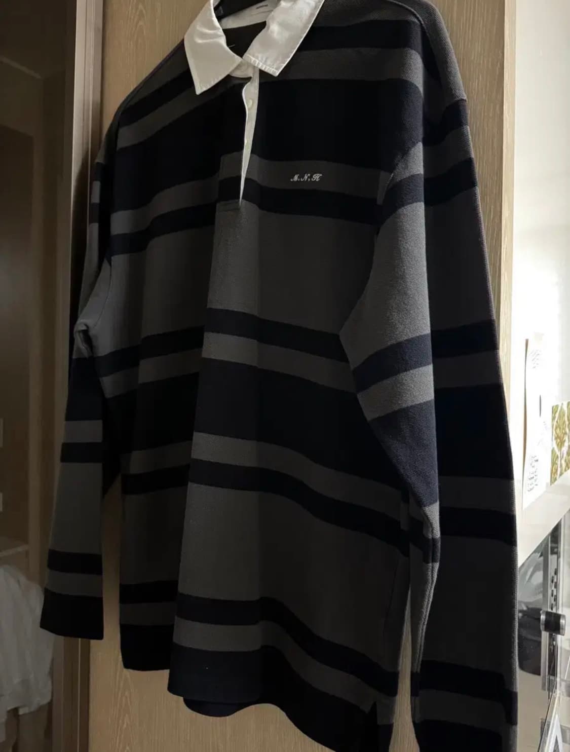 monoha 모노하 striped collar t-shirt khaki 상품이미지3