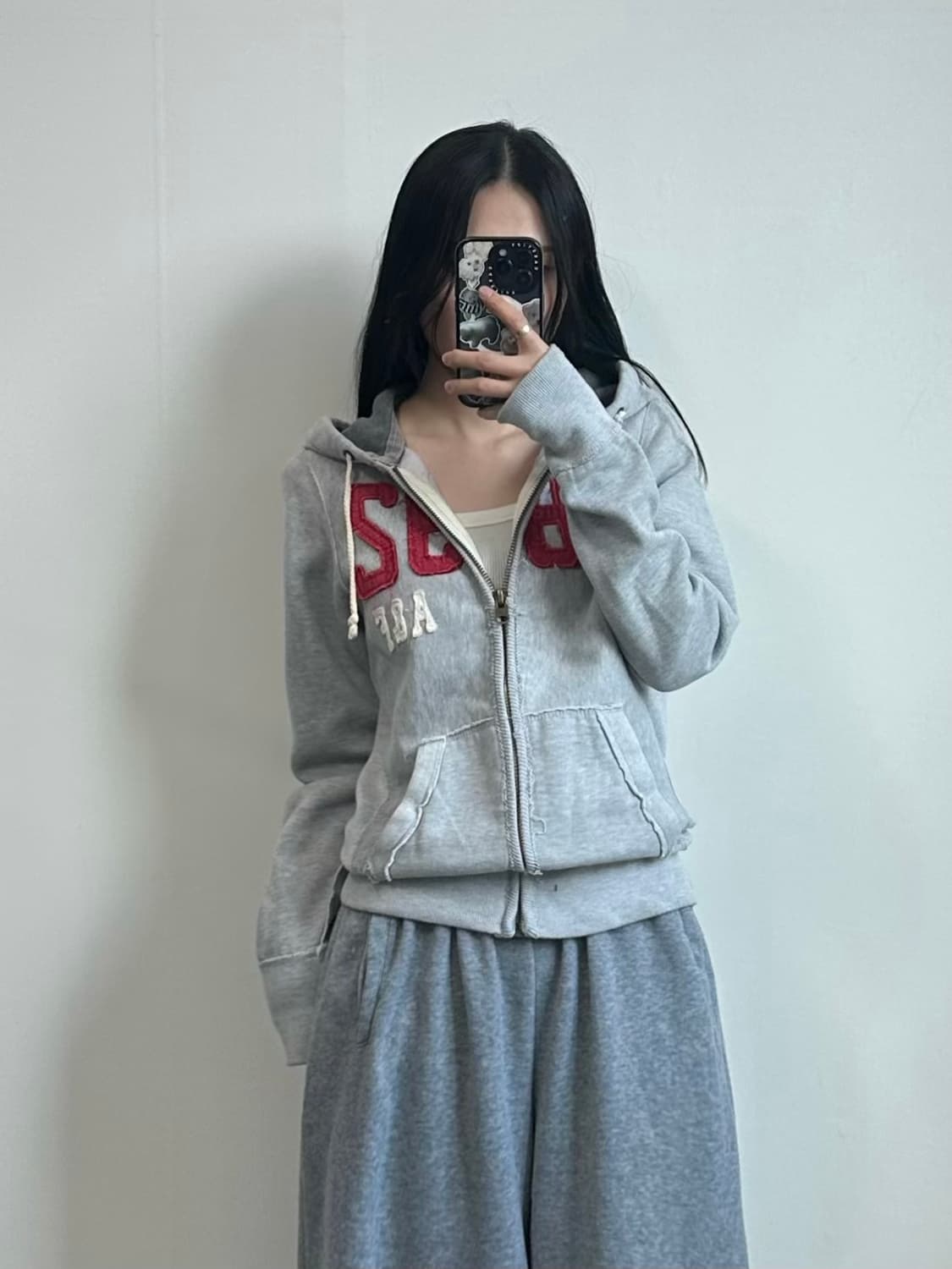 아베크롬비 y2k 와투케 헤비코튼 그레이 후드집업 상품이미지1