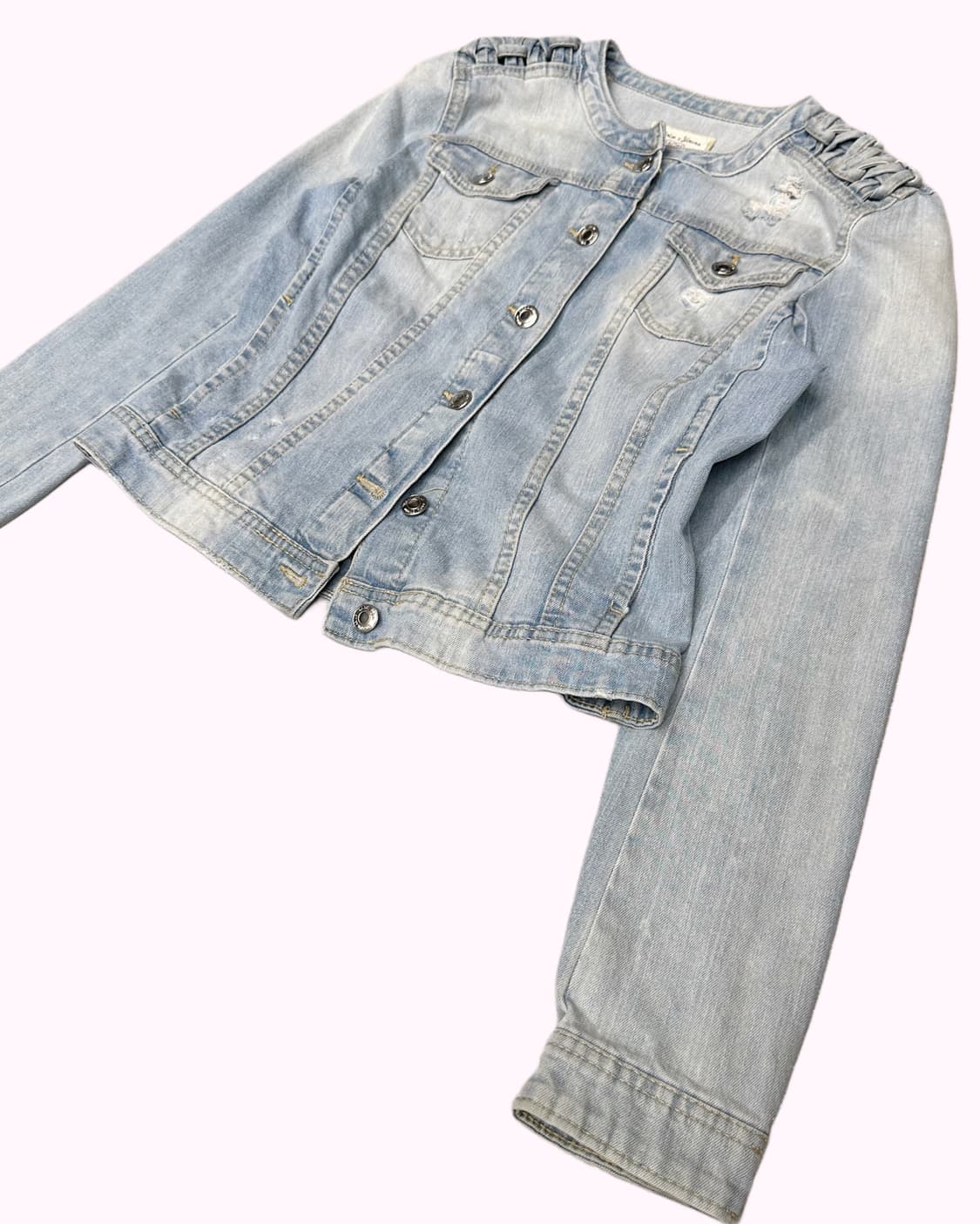 collarless damage denim jacket 상품이미지3