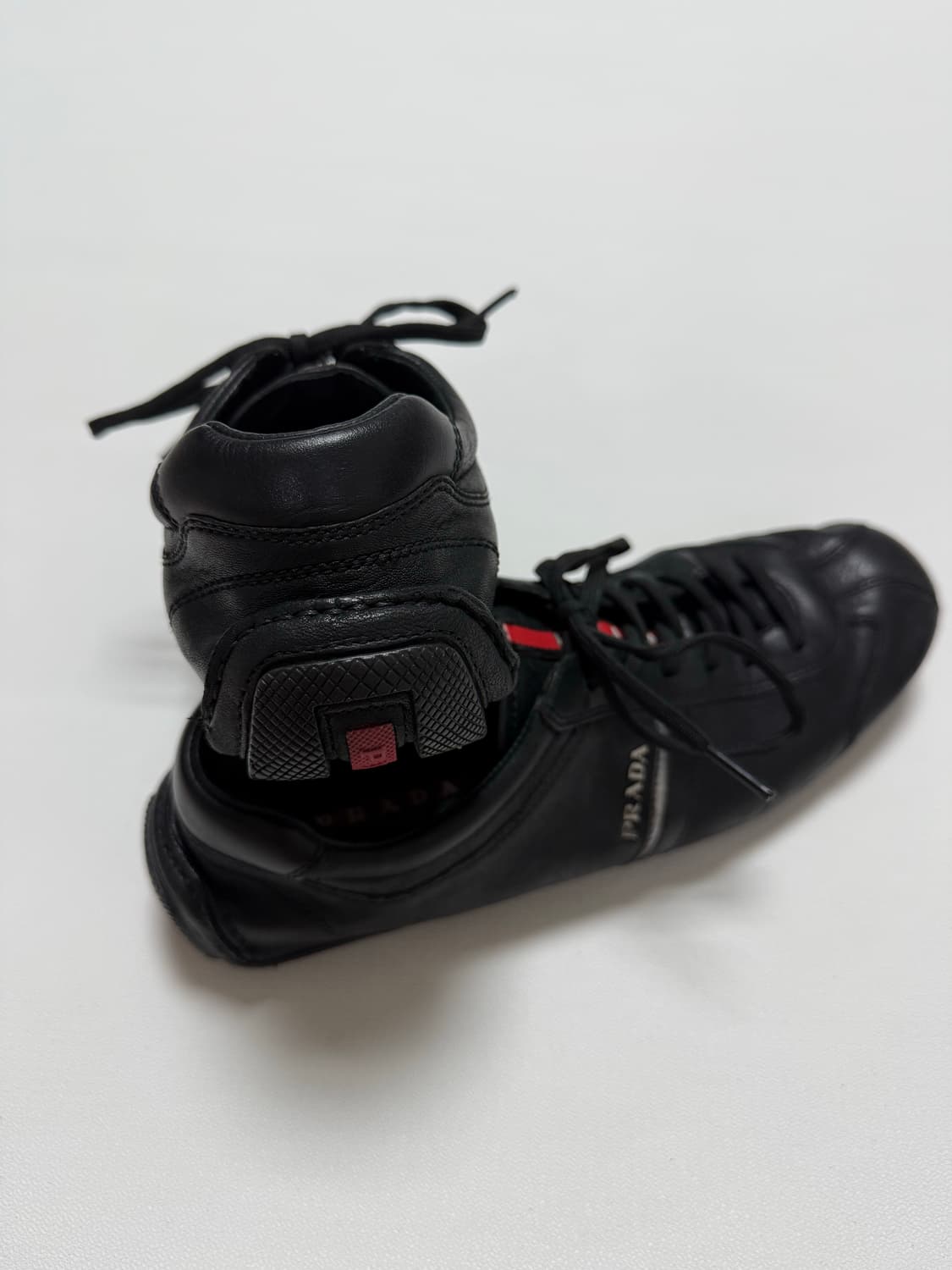 프라다 스포츠 사이드 로고 로우탑 레더 스니커즈 UK8 상품이미지6