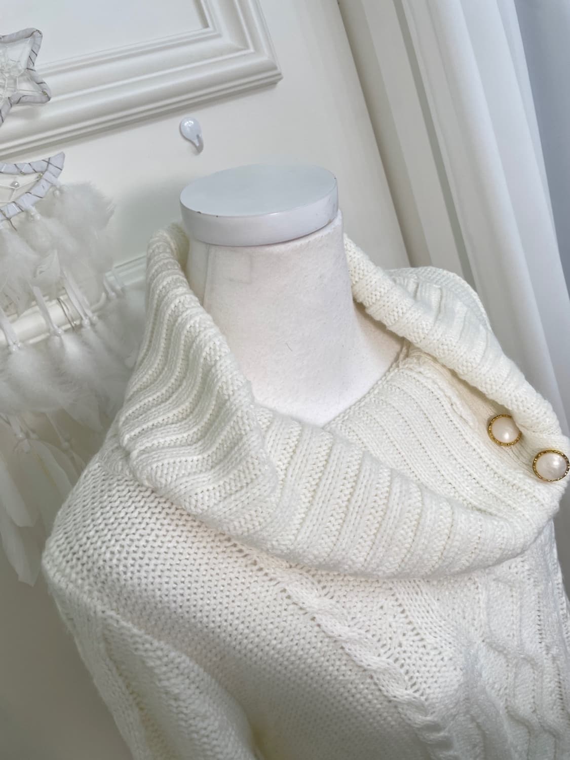 AXES FEMME ivory turtle-neck button fur 상품이미지8