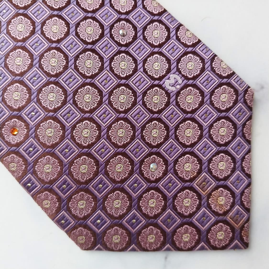 밀라숀 실크 퍼플 패턴 넥타이 9.6cm A~B등급 K2037 상품이미지6