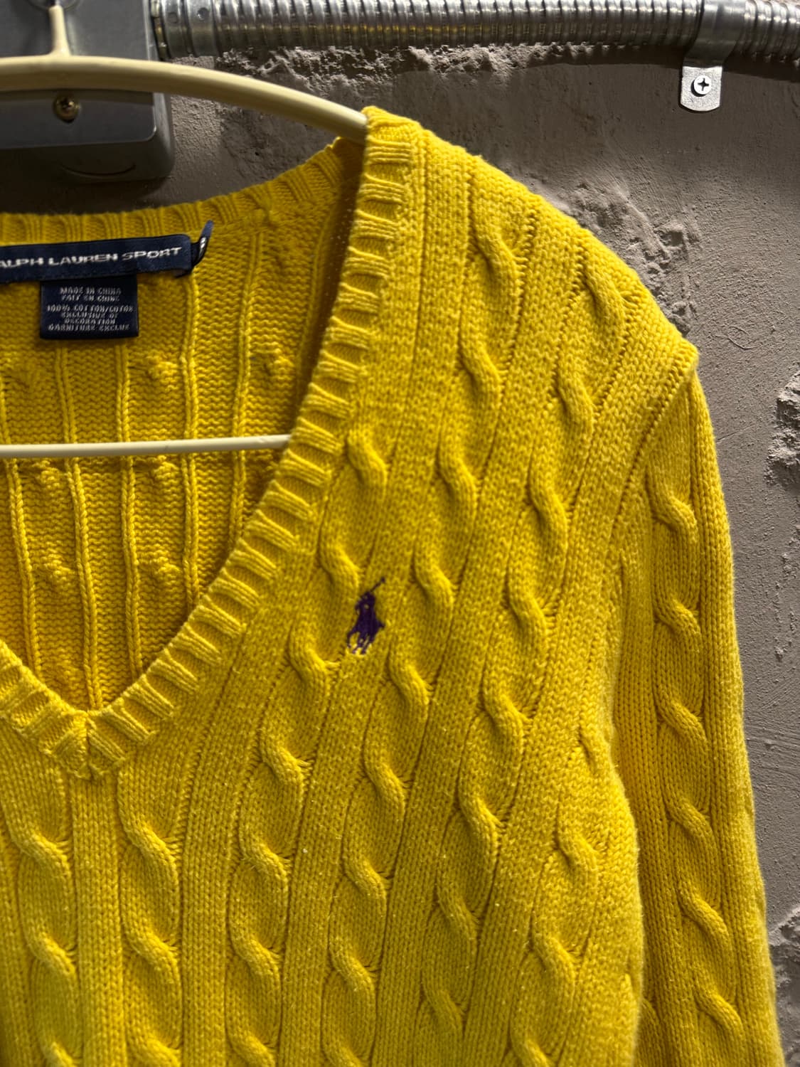 폴로 랄프로렌 케이블 브이넥 코튼 니트 옐로우 M 상품이미지3