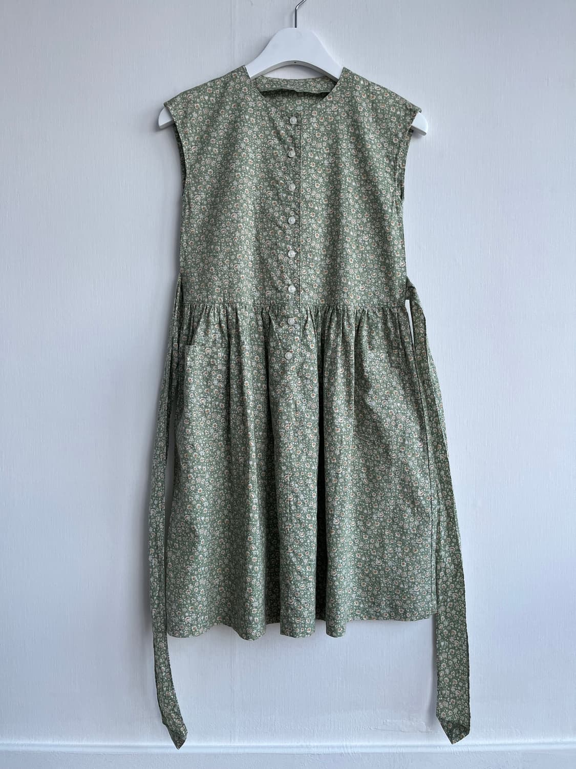 그린 플로럴 끈 원피스 상품이미지1