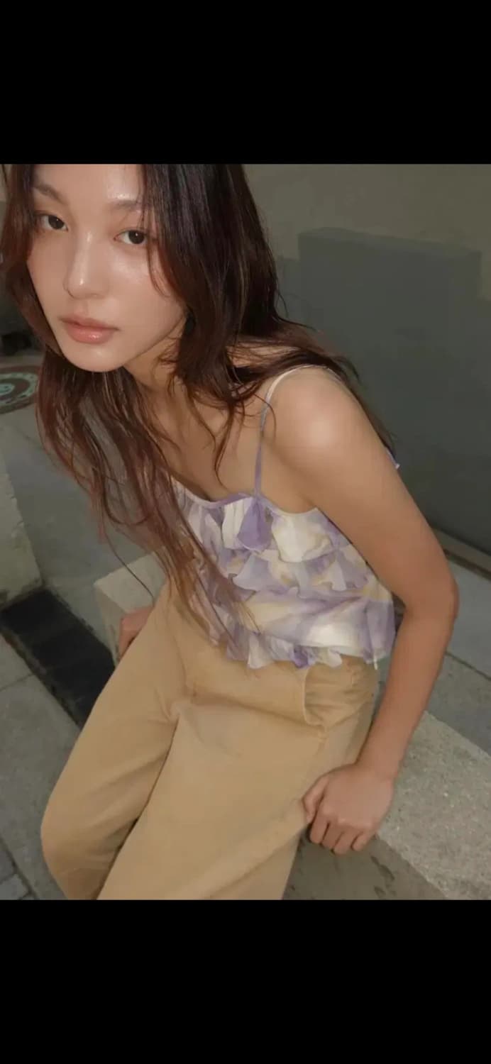 택달린 새상품 자라 프릴 체크 탑 L 상품이미지2