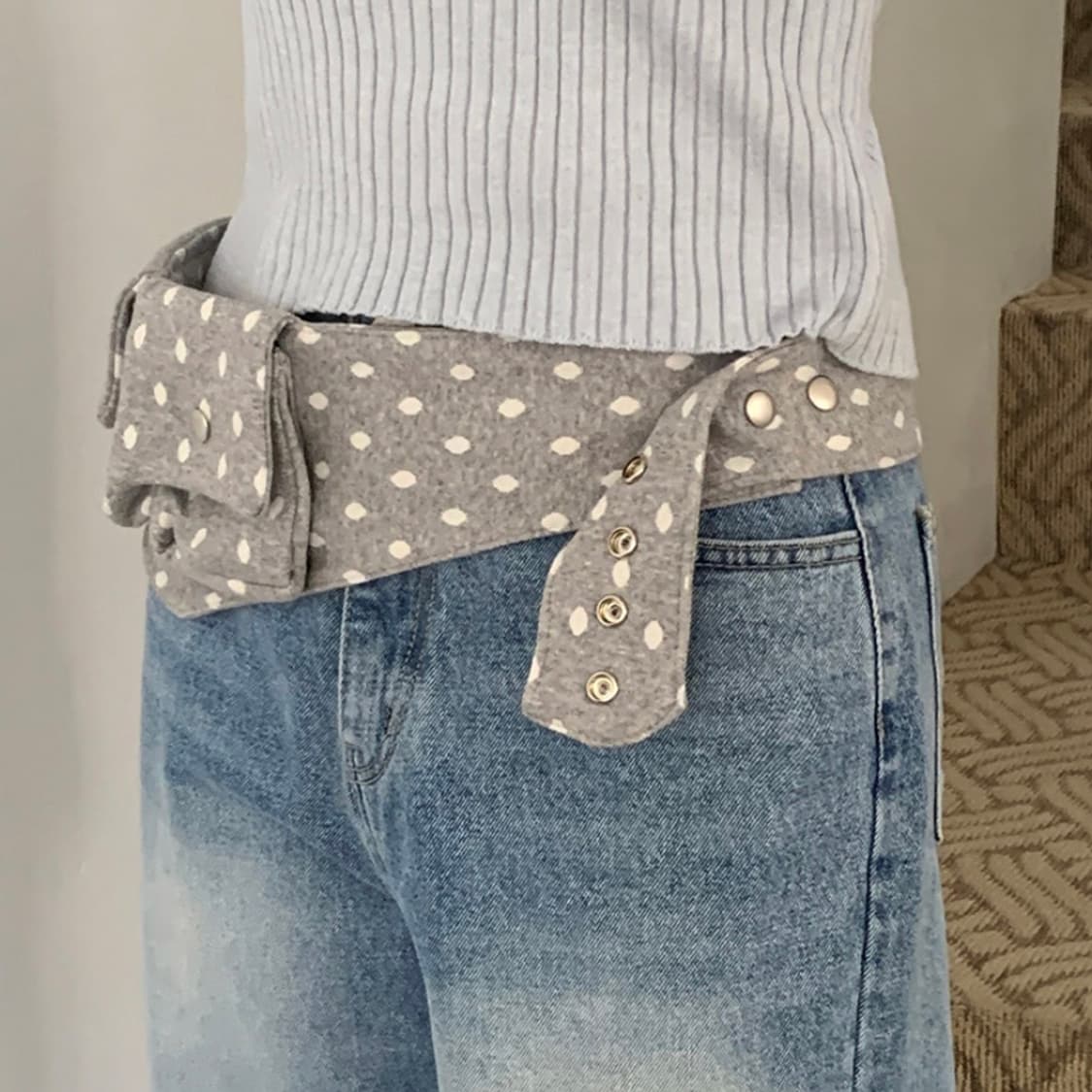도트 미니 포켓 벨트 - 그레이 상품이미지4