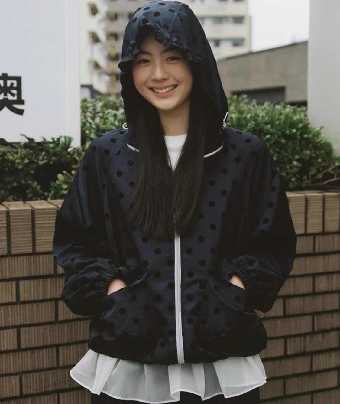 오헤시오 dot frill hooded windbreaker jumper 상품이미지1
