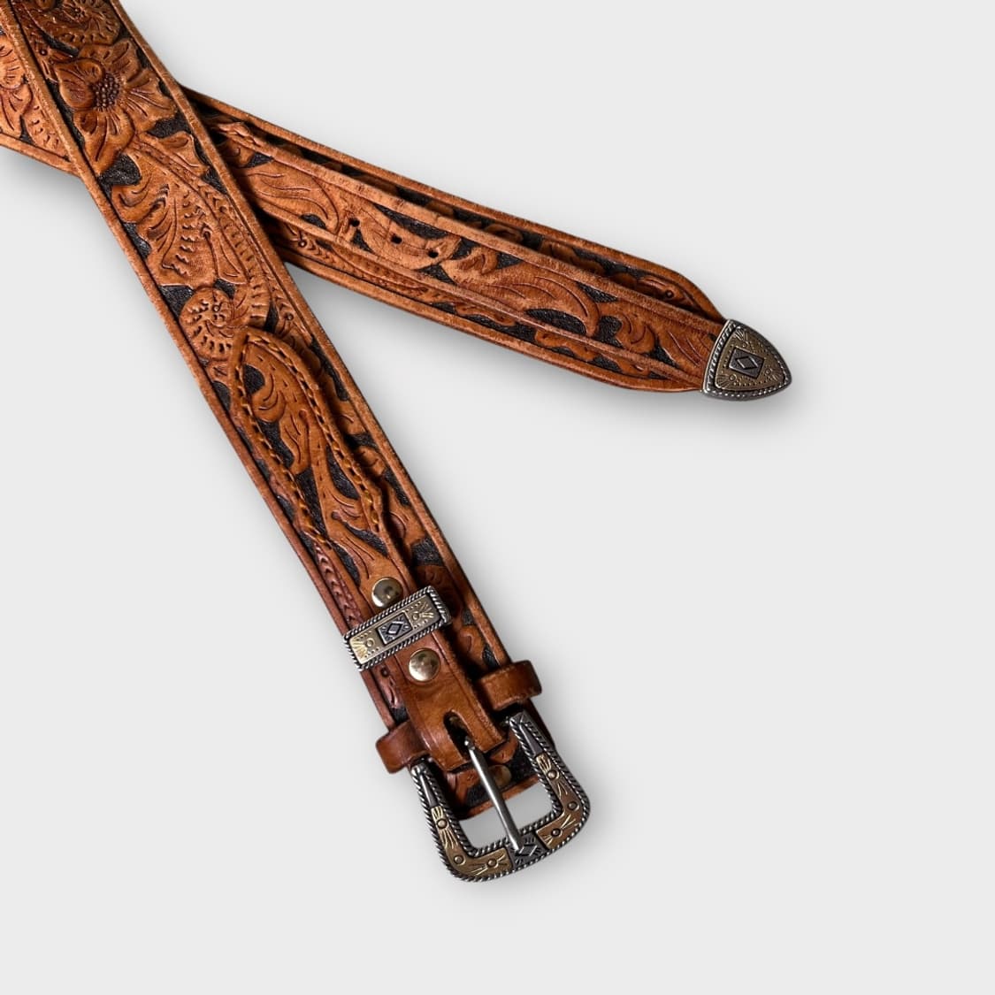 Japanese Vintage . 핸드메이드 레더 웨스턴 벨트 상품이미지1