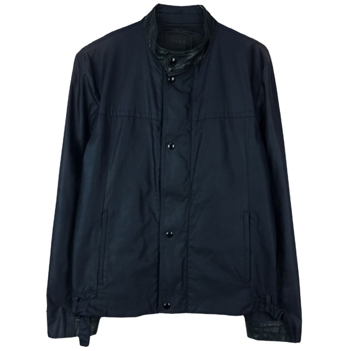 [타임] 레더 트리밍 폴리쉘 집업 자켓 네이비 M17439 상품이미지2