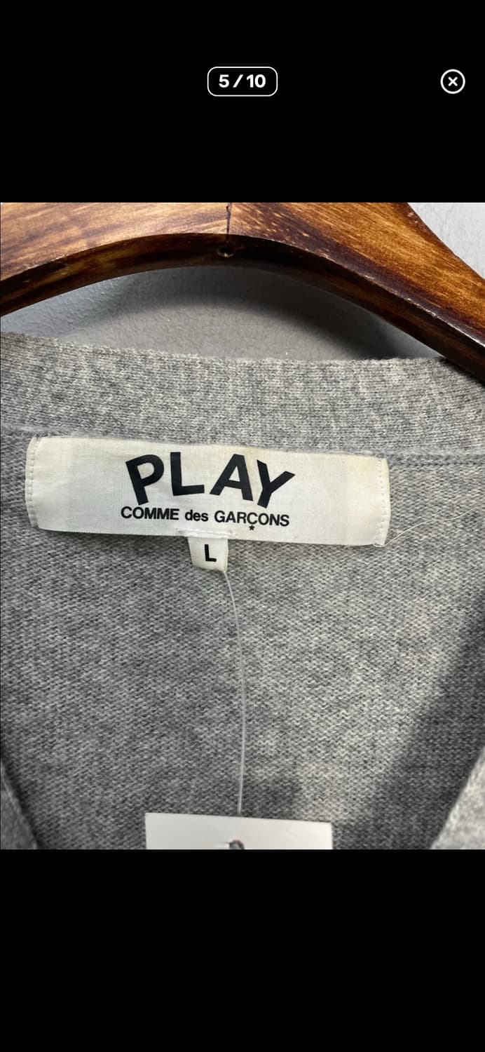 꼼데가르송 화이트 하트와펜 그레이 가디건 A3578 상품이미지5