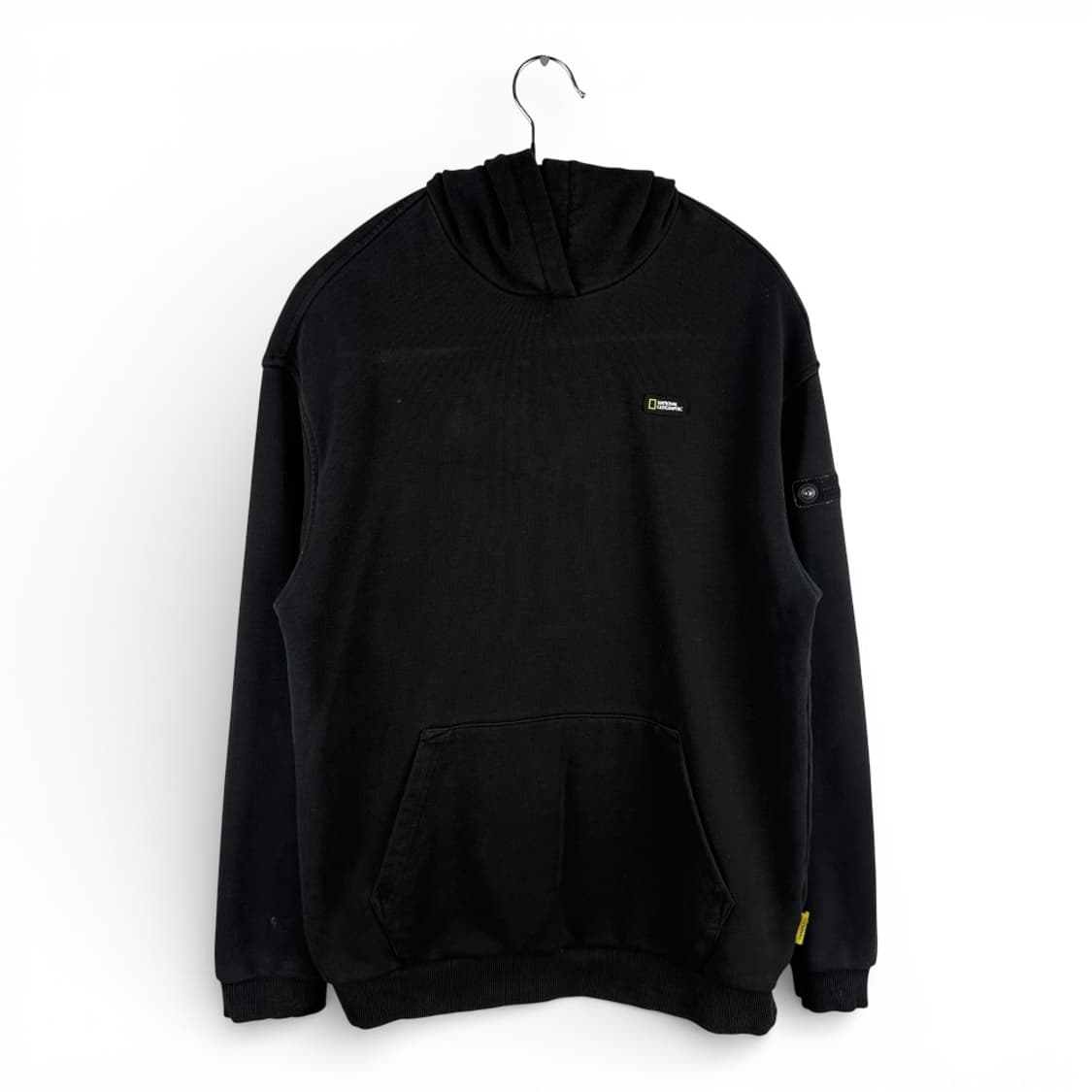 160) 내셔널지오그래픽 키즈/우먼스 스몰로고 후드 티 블랙 상품이미지1