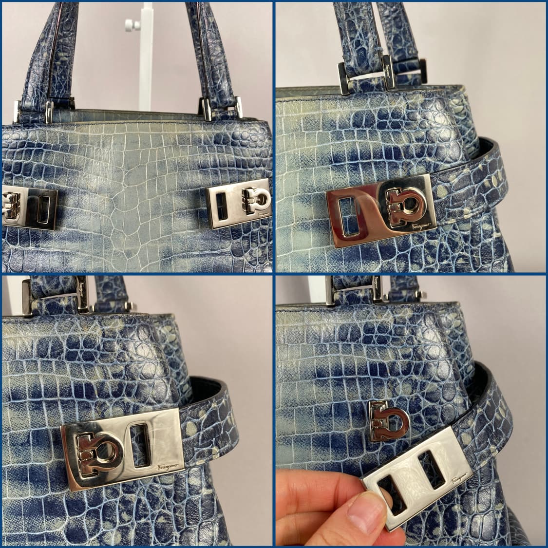 살바토레 페라가모 간치니 턴락 크로커 엠보 토트백 가방 정품 상품이미지2