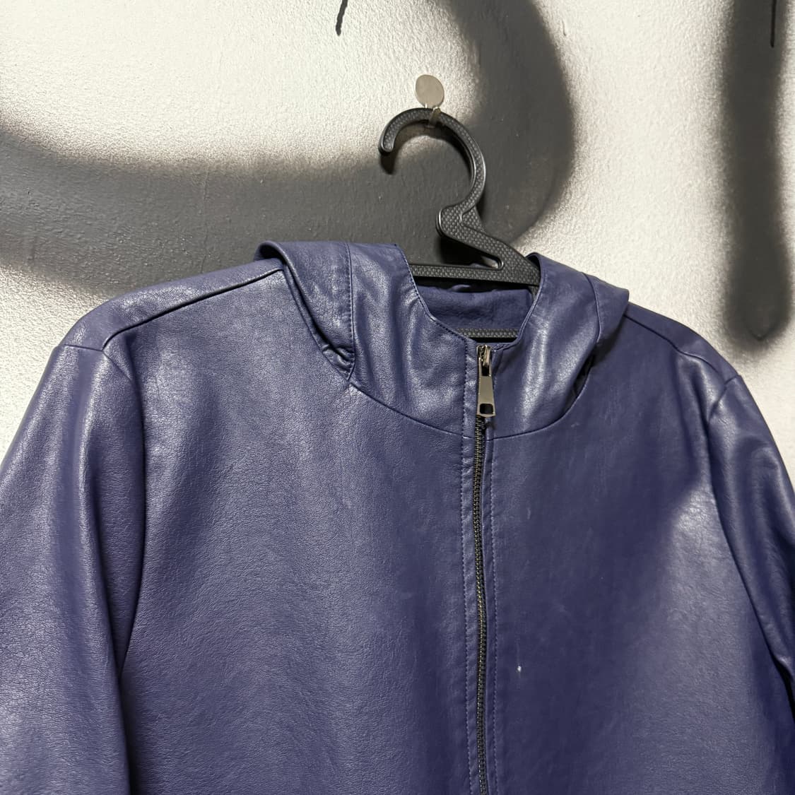 VTG 빈티지 절개 디테일 크롭 레더 후드 자켓 상품이미지3