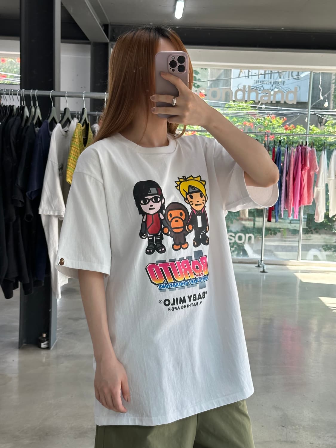 베이프 X 나루토 마일로 보루토 반팔티 화이트 상품이미지2