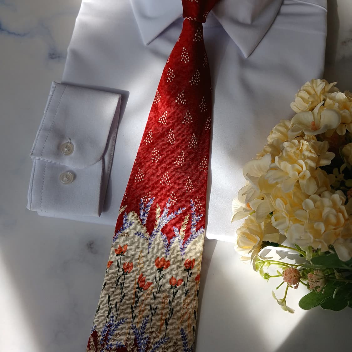 발망 넥타이 레드 플라워 패턴 10.2cm A+등급 A19700
 상품이미지6