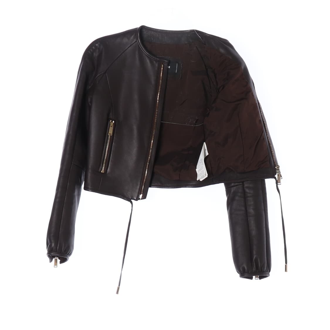 [S]디스퀘어드2 양가죽100% 브라운 노카라 레더 점퍼 가죽재킷
 상품이미지4