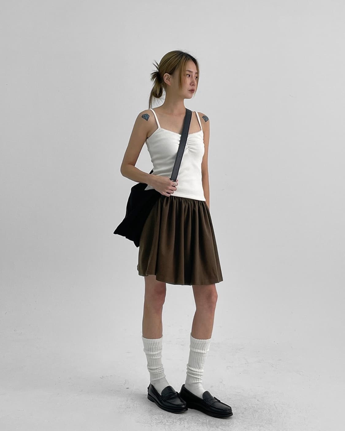 블랙업 |  브라운 플레어 미니스커트 상품이미지2