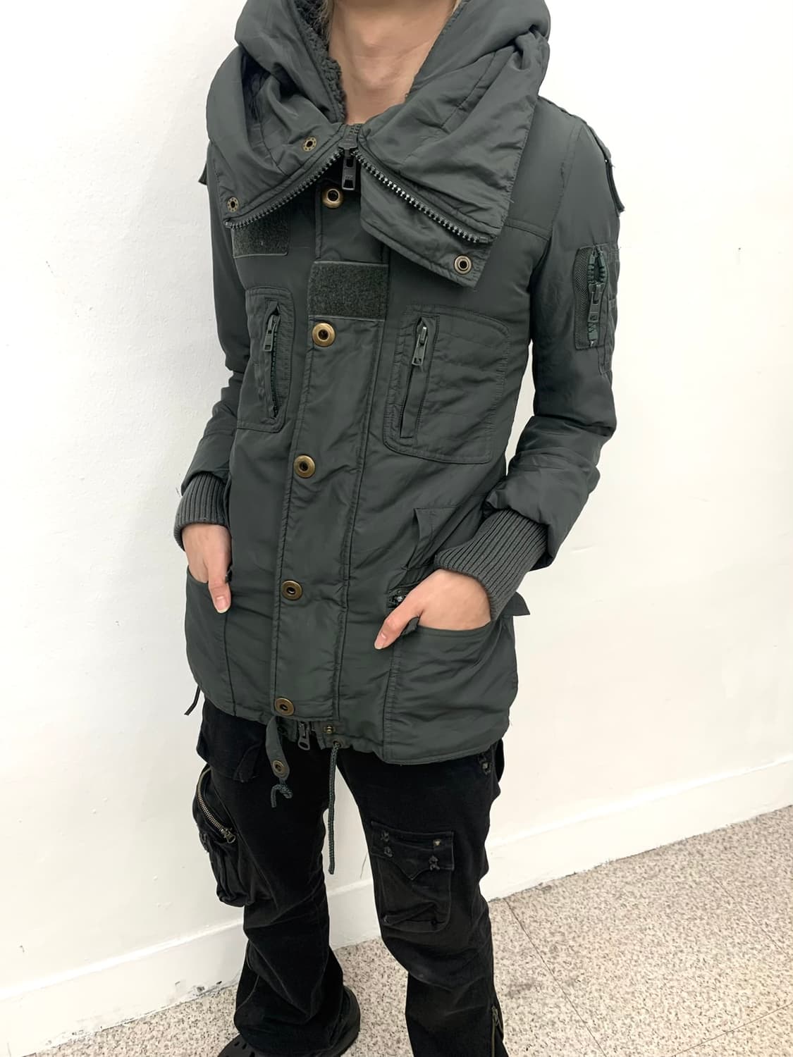 Sly khaki bono high-neck strap coat  상품이미지3