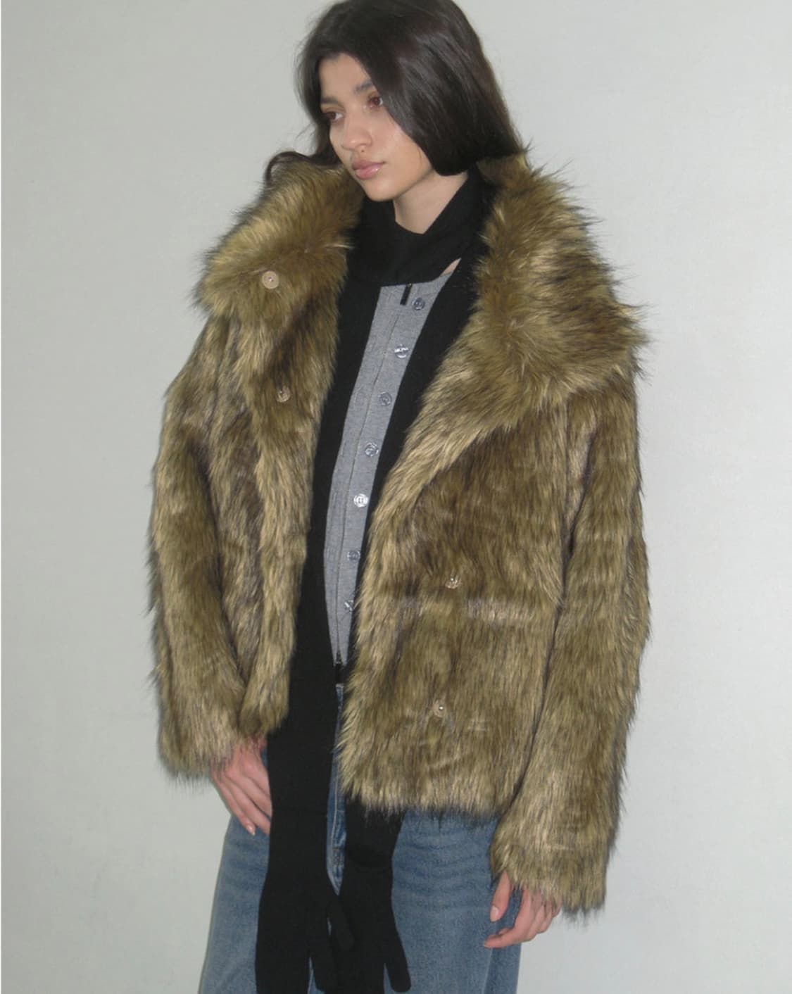 파르티멘토 우먼 코쿤 하이넥 퍼 자켓 상품이미지2