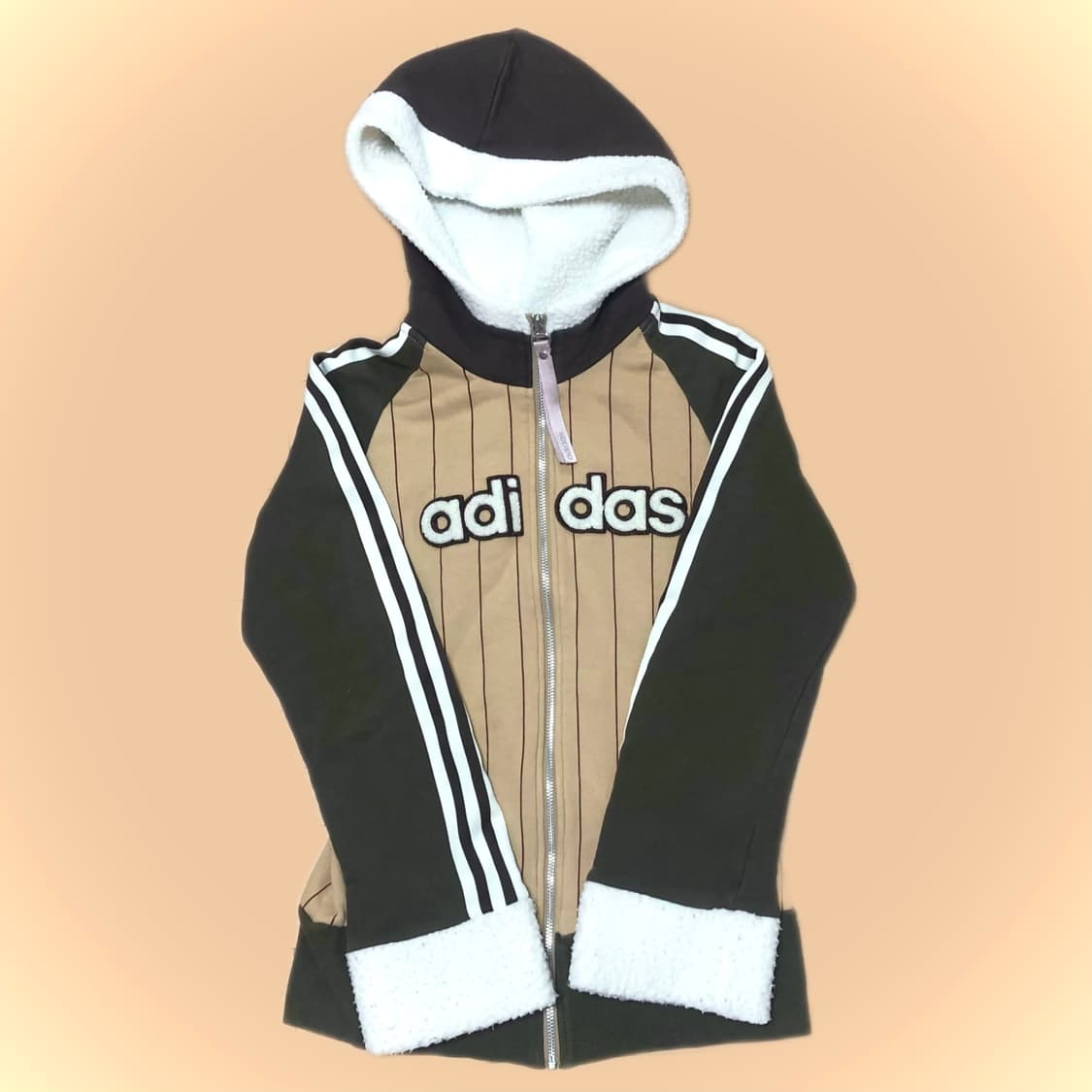 아디다스 베이지 브라운 양털후드집업 져지 희귀 대장 stc 빈티지 후리스 상품이미지1