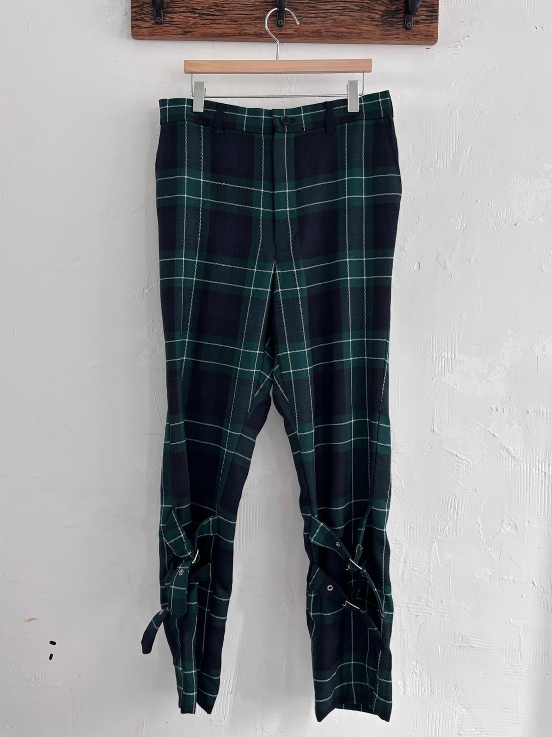 꼼데가르송 블랙 그린 체크 벨티드 팬츠 상품이미지4