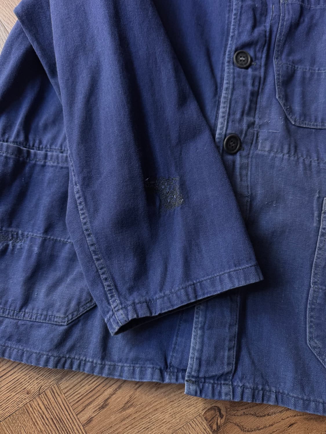 [M]80's 빈티지 워싱 헤링본 트윌 프렌치 워크자켓 상품이미지6