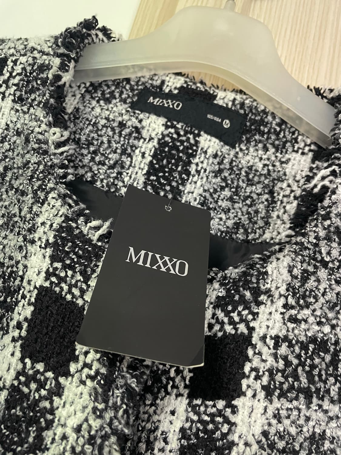 MIXXO 미쏘 블랙 체크 트위드 자켓 66 새제품 상품이미지6